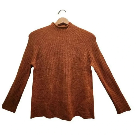 New Adyson Parker Pullover Sweater Mock Neck Copper Brown Rayon Blend XS - Picture 3 of 9